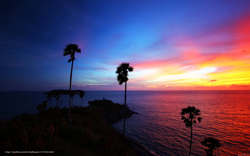 sunset over tropical coast