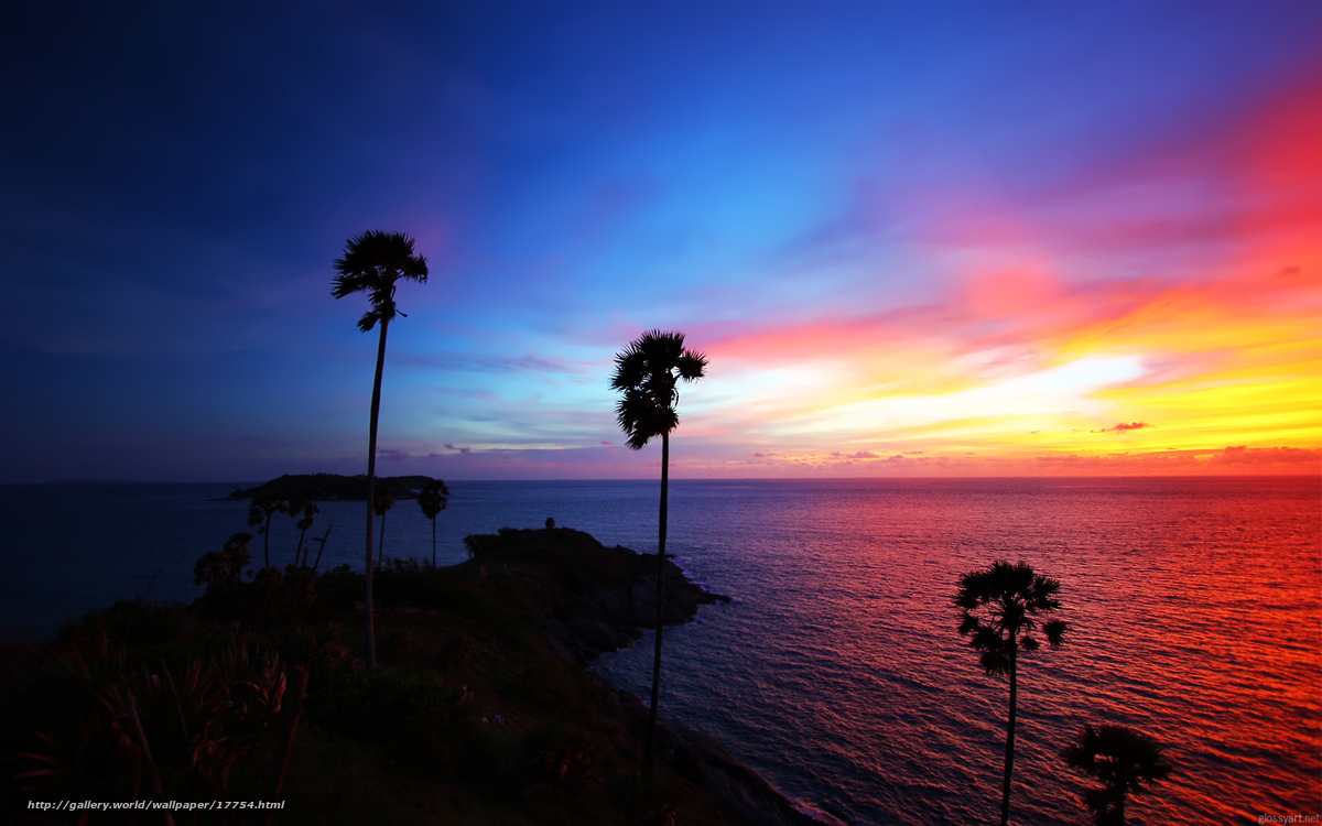 sunset over tropical coast