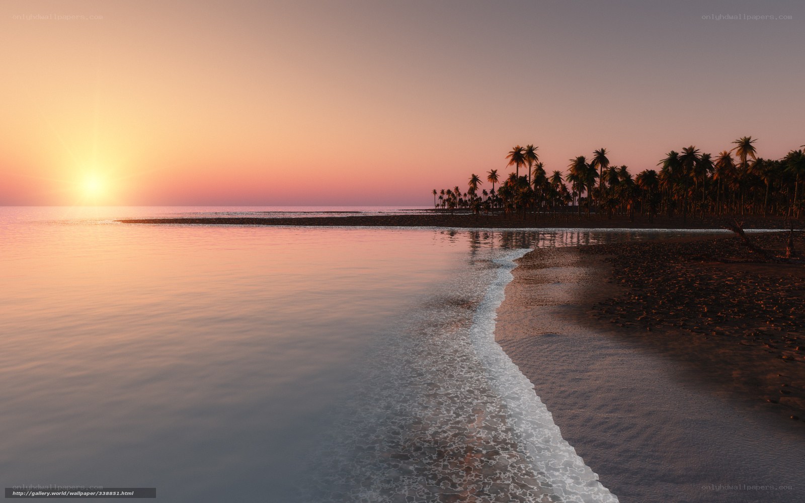 sunset over tropical island