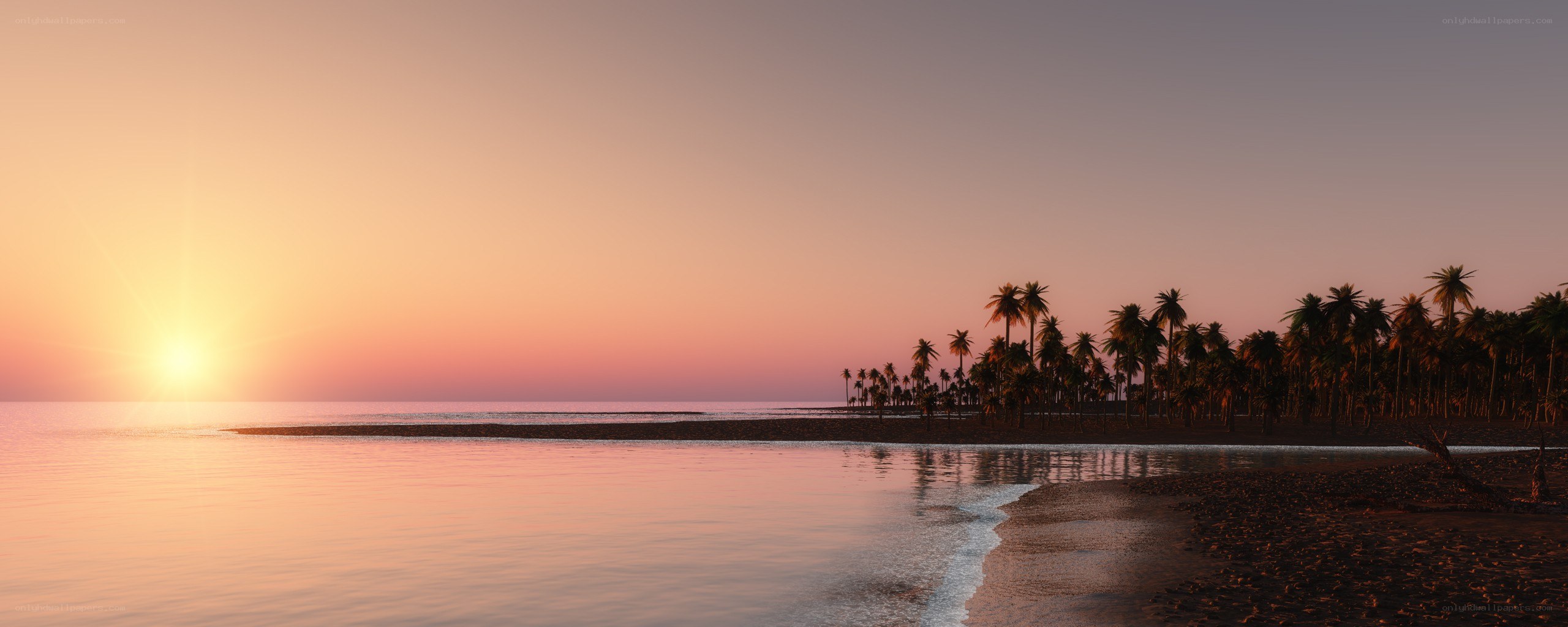 sunset over tropical island