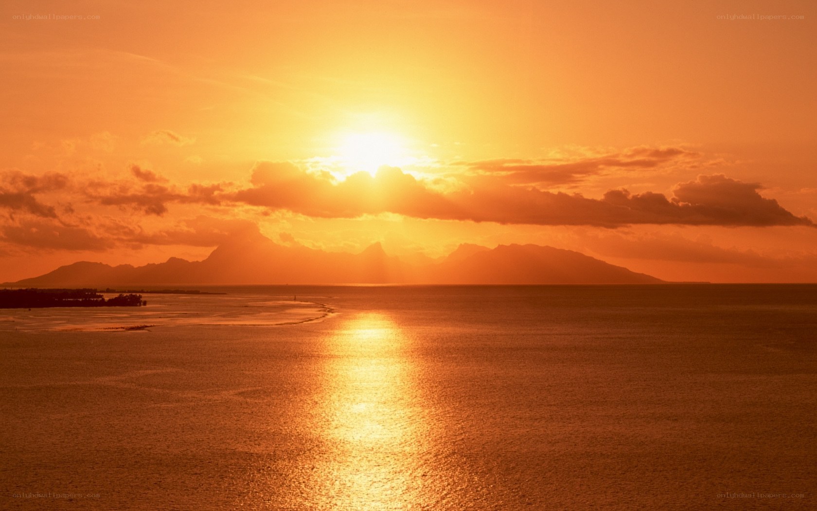 Sunset over tropical island