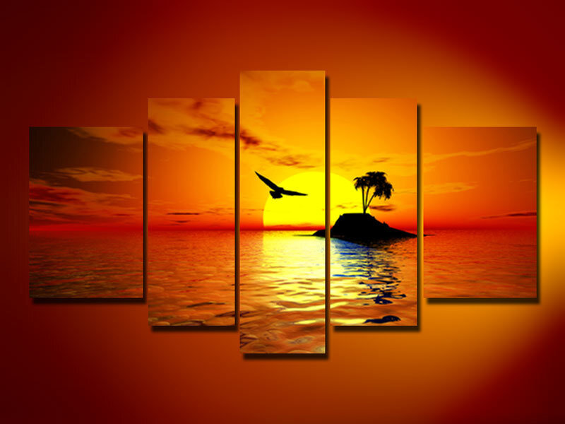 sunset over tropical island