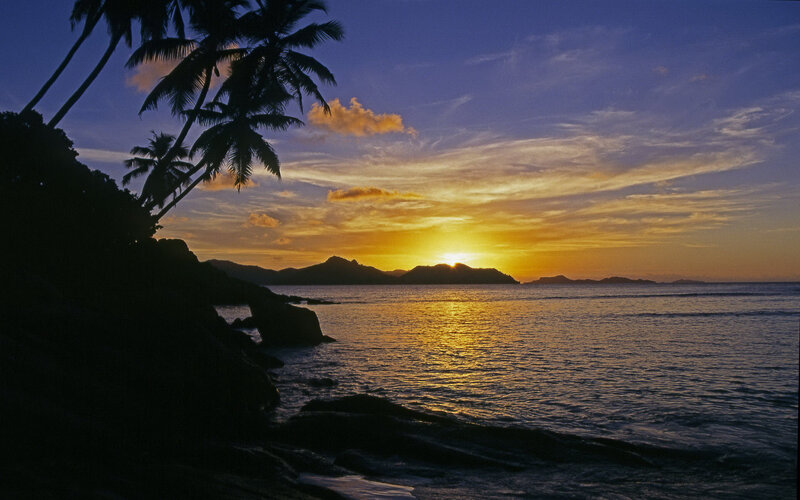 Sunset over Tropical Island — Yellow