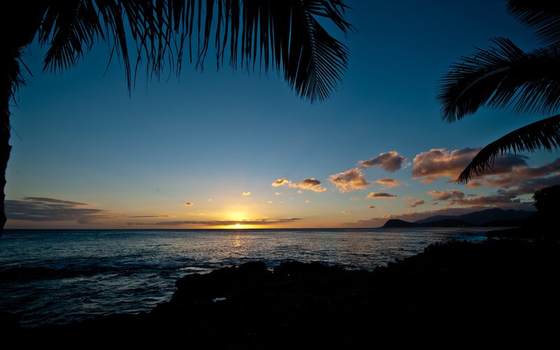 sunset over tropical ocean