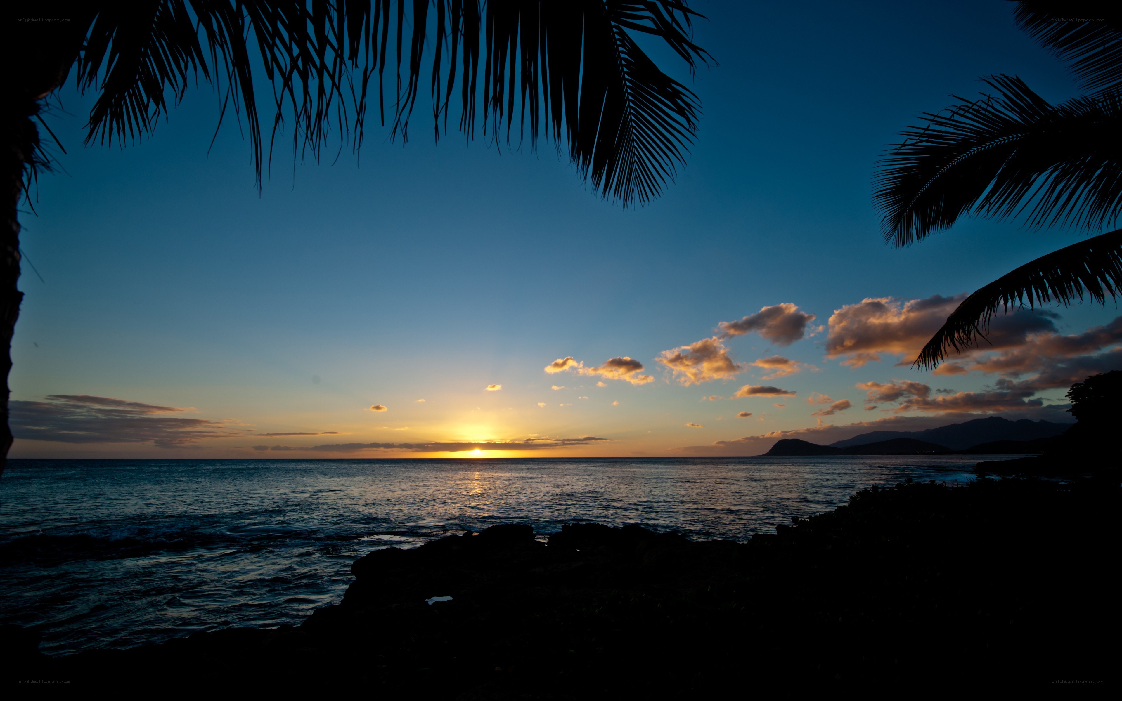 sunset over tropical ocean