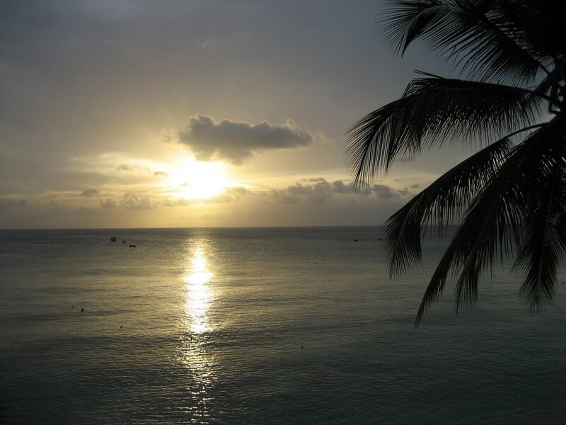 Sunset over tropical ocean