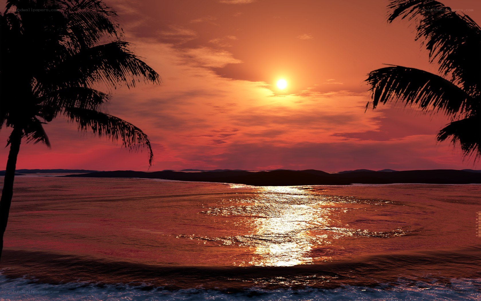 sunset over tropical ocean