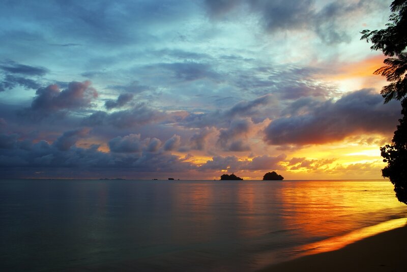 Sunset over Tropical Sea — Orange, Dramatic, Photograph, Clouds