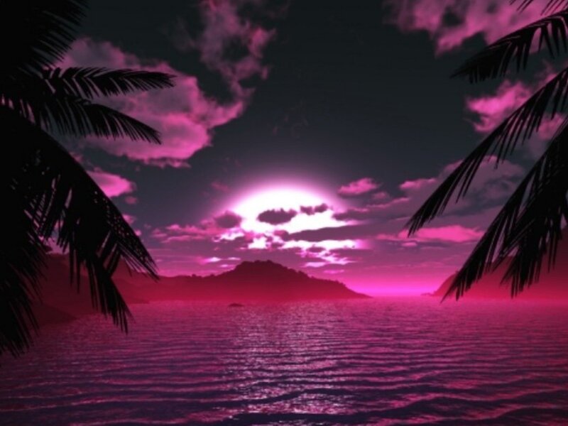 Sunset over Tropical Sea — Pink, Dramatic