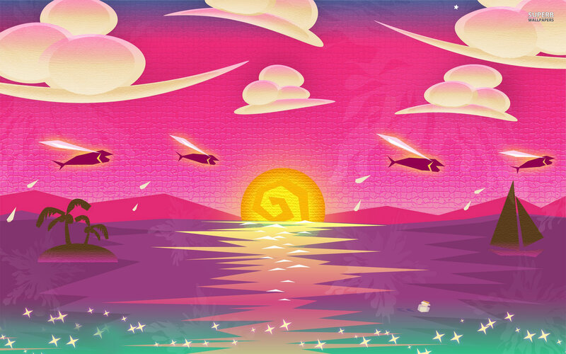 Sunset over Tropical Sea — Pink