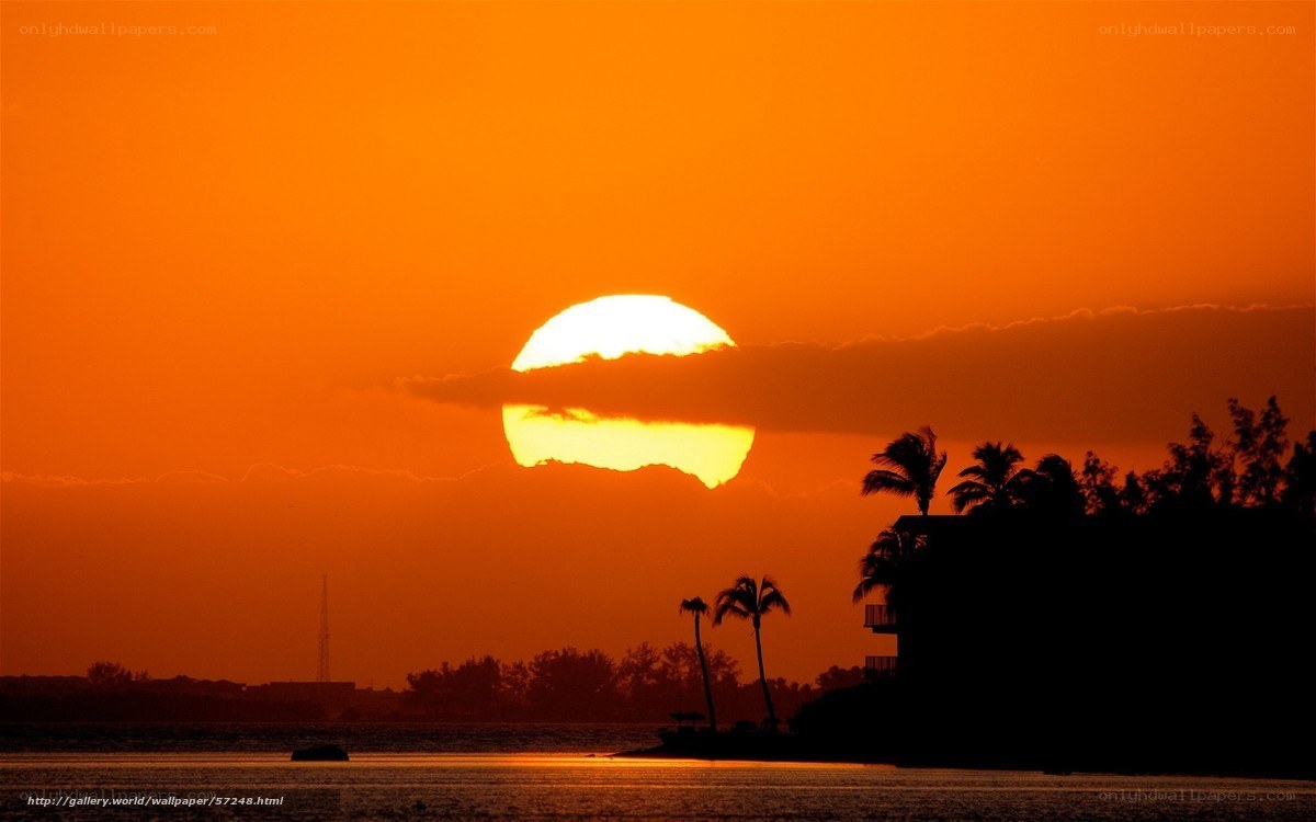 Sunset over tropical water
