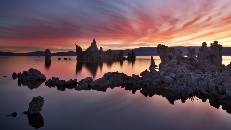 Sunset over tufa formations