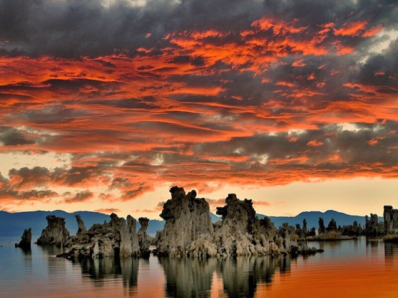 Sunset over tufa formations
