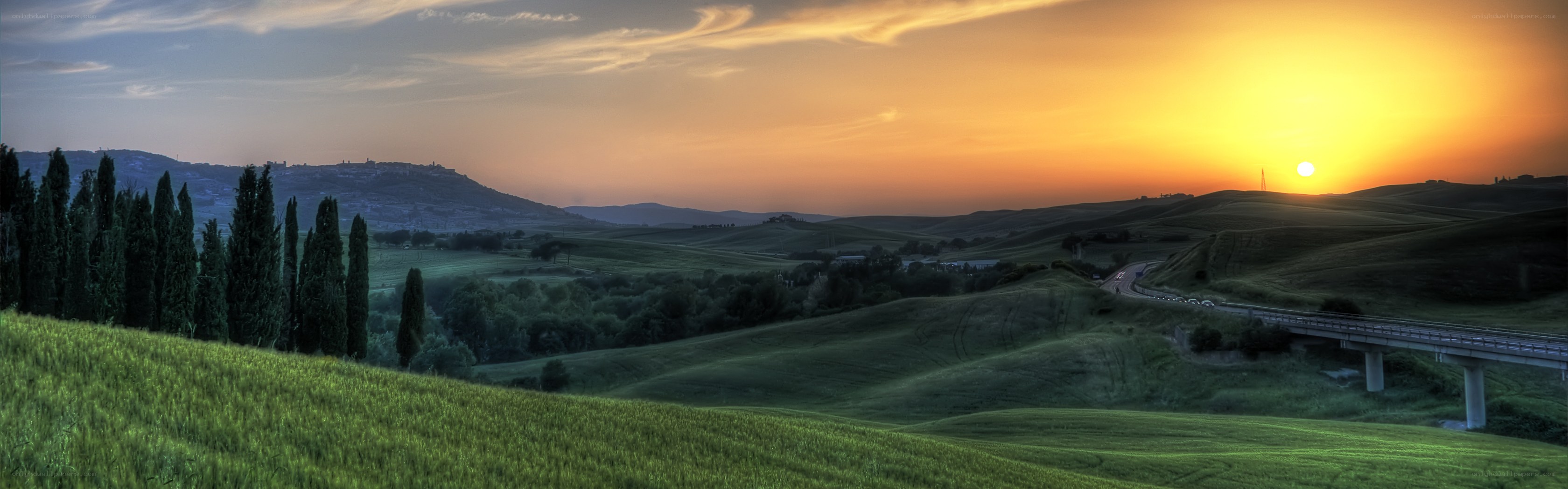 Sunset over Tuscany hills