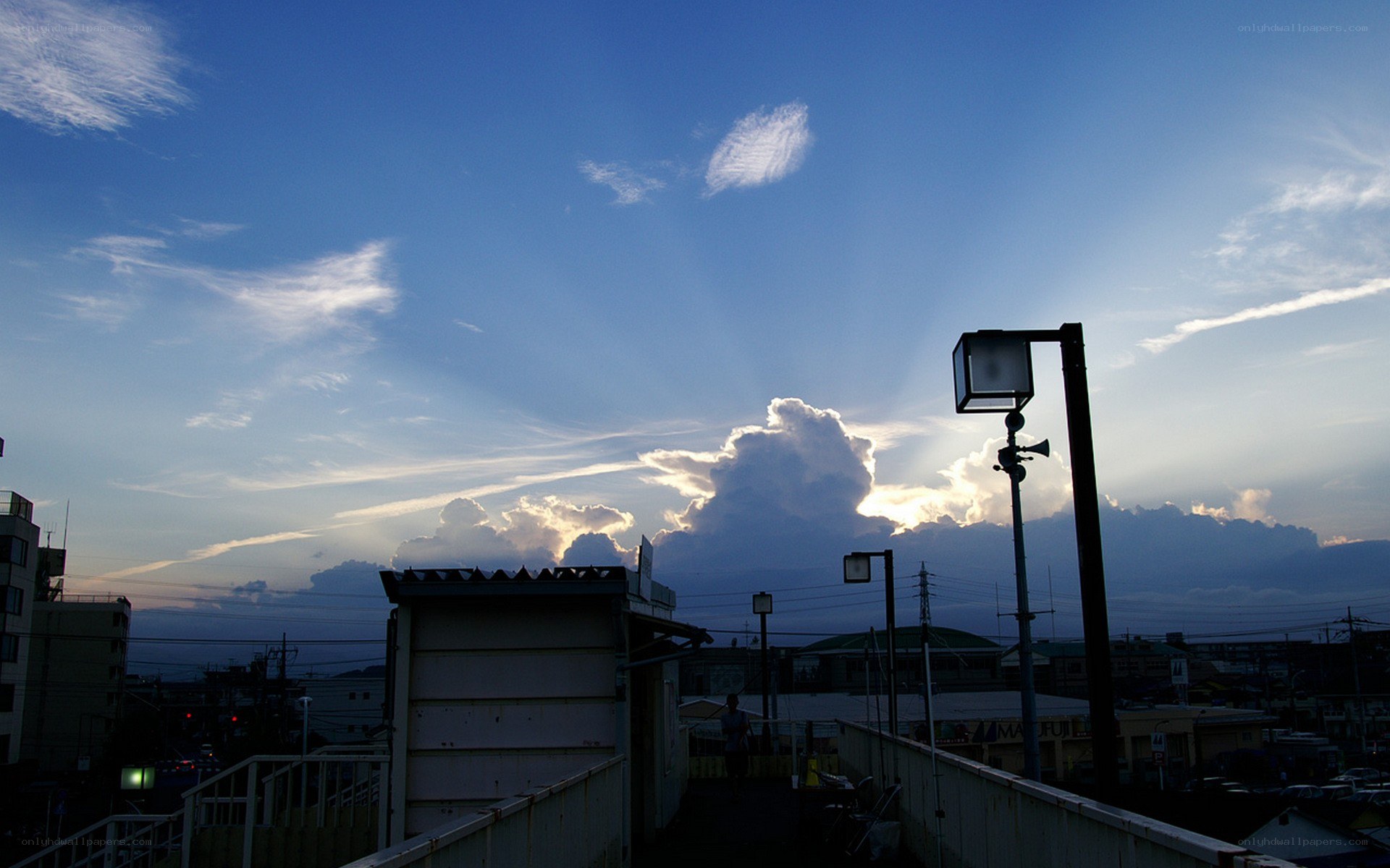 sunset over urban landscape