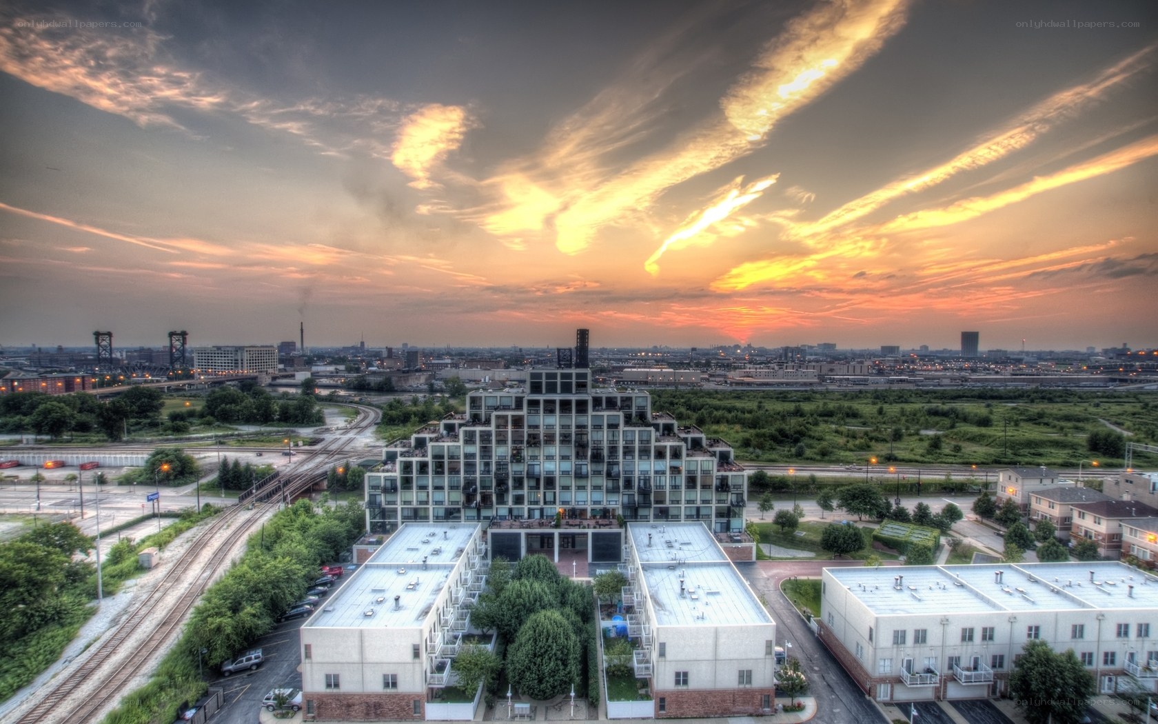 Sunset over urban landscape