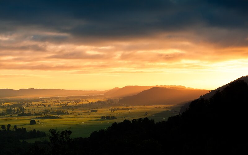 Sunset over Valley — Orange