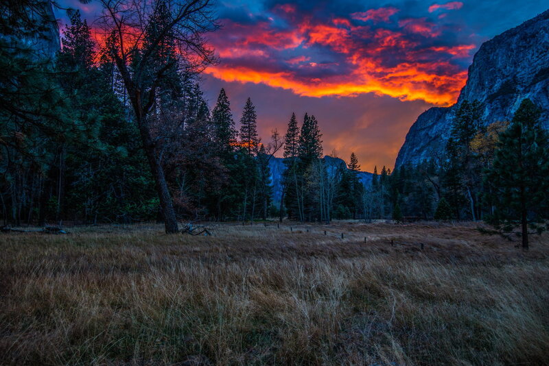 Sunset over Valley — Red