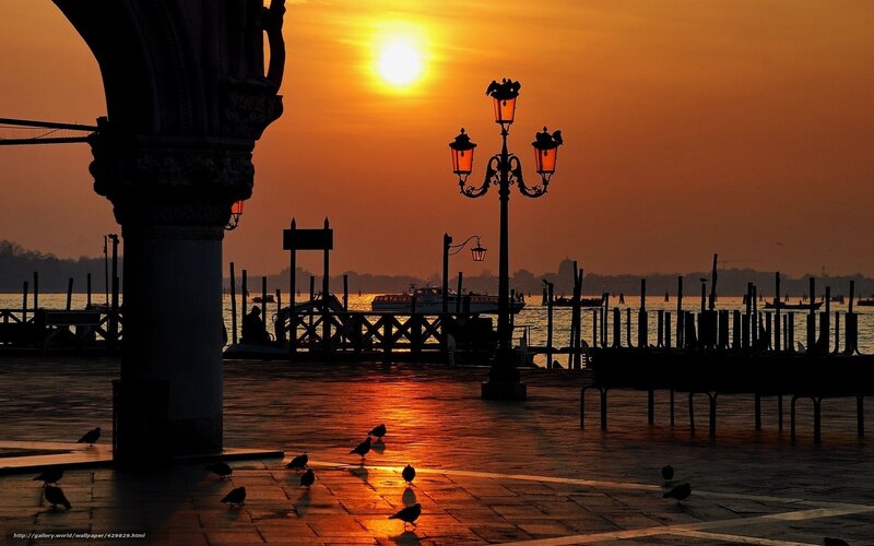 Sunset over Venice canal