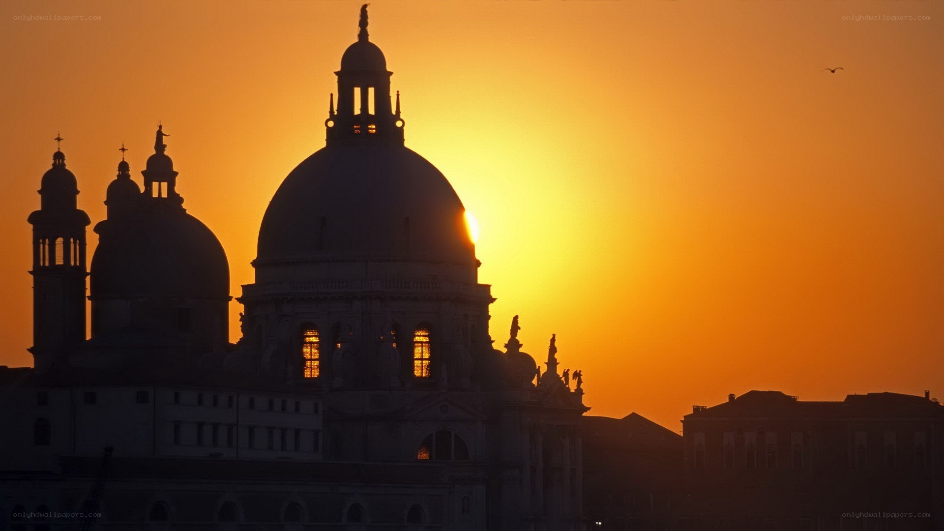 Sunset over Venice domes
