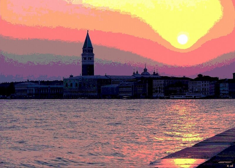 Sunset over Venice skyline