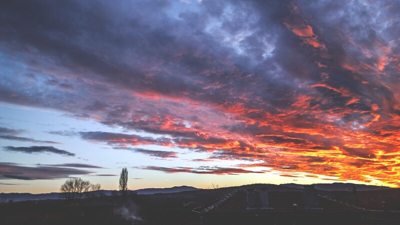 Sunset over Village Rooftops