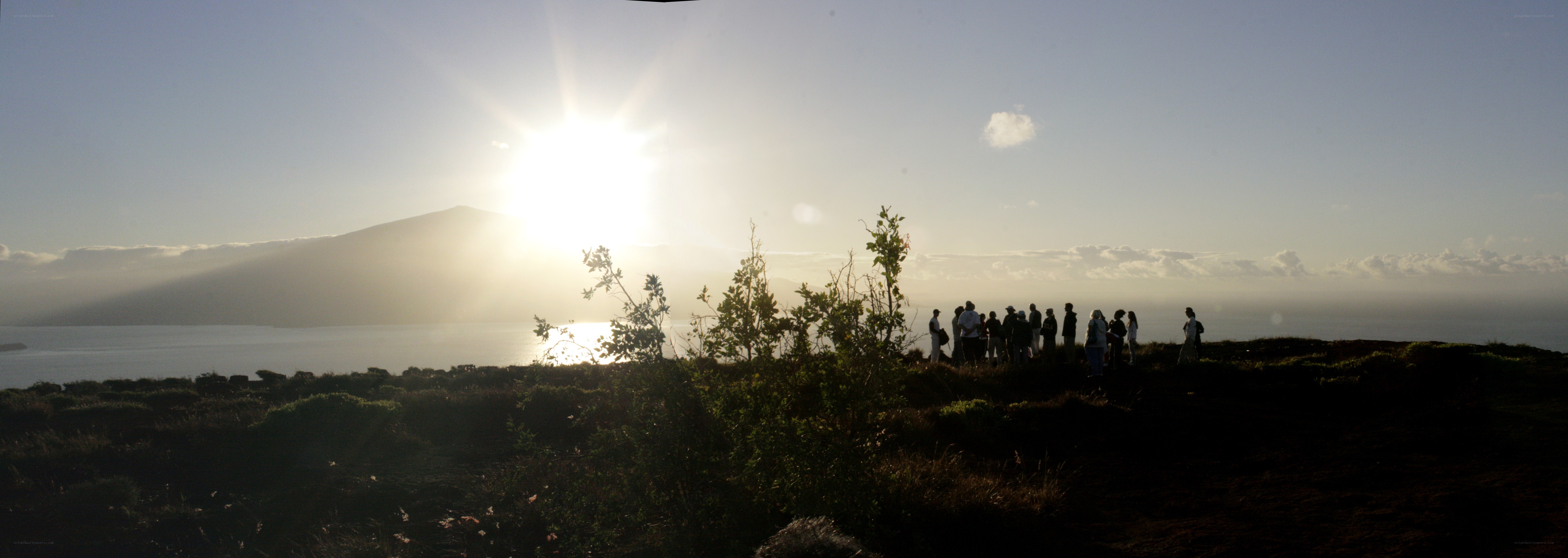 Sunset over volcanic island