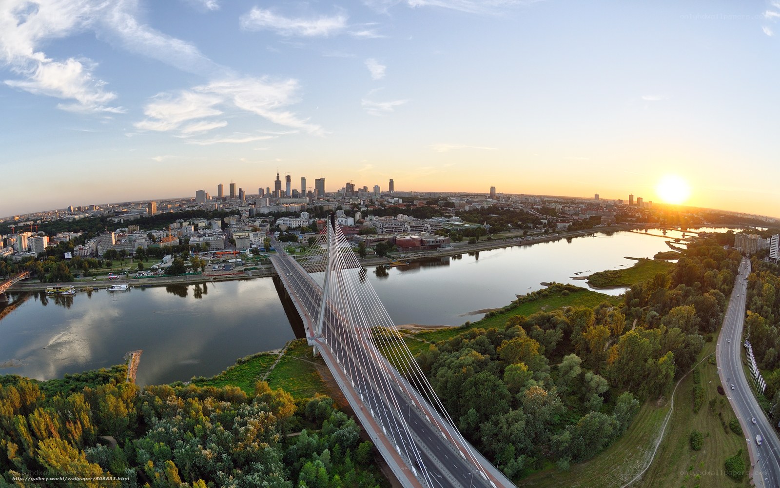 Sunset over Warsaw skyline