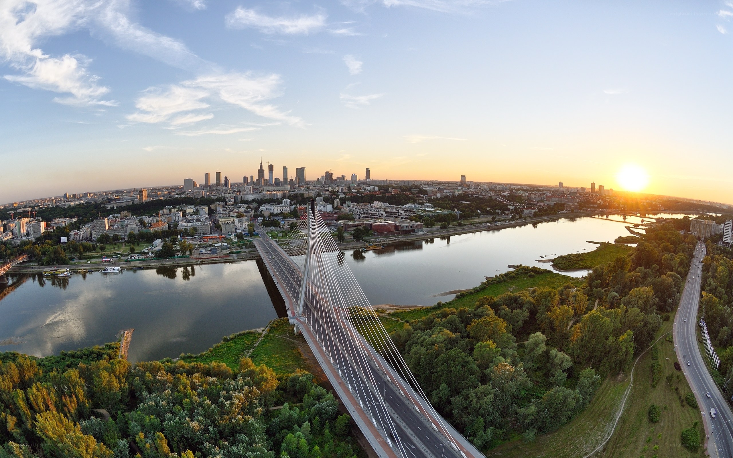 Sunset over Warsaw skyline