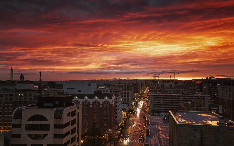 sunset over washington d c
