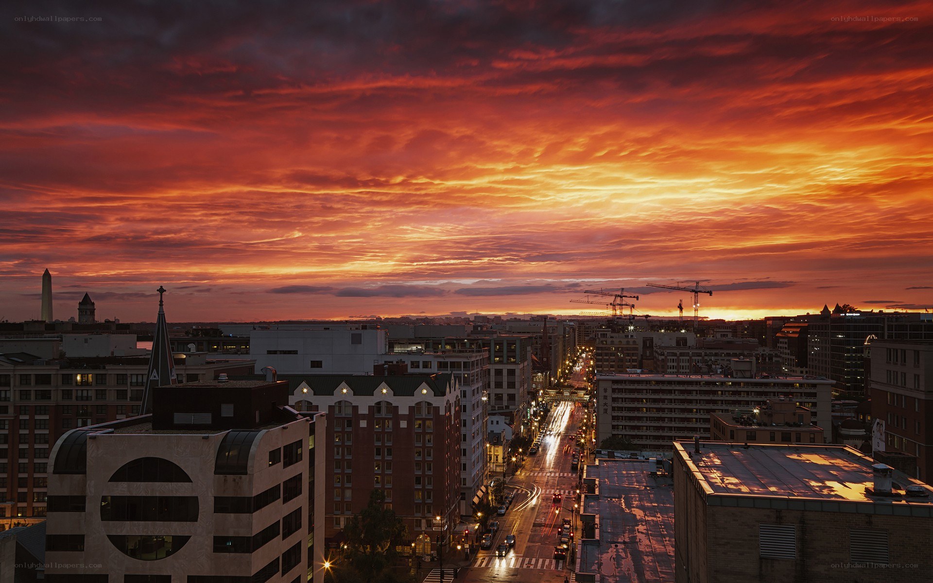 sunset over washington d c