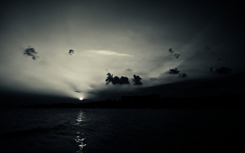 Sunset over Water — Black, Dramatic