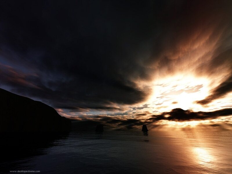Sunset over Water — Black