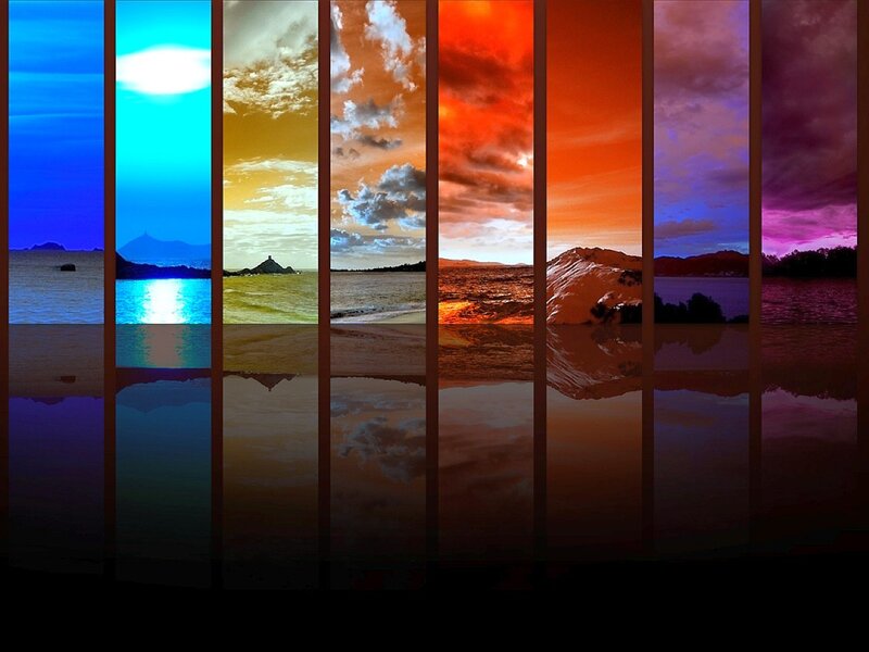 Sunset over Water — Blue, Dramatic, Digital Art, Sky, Mountain