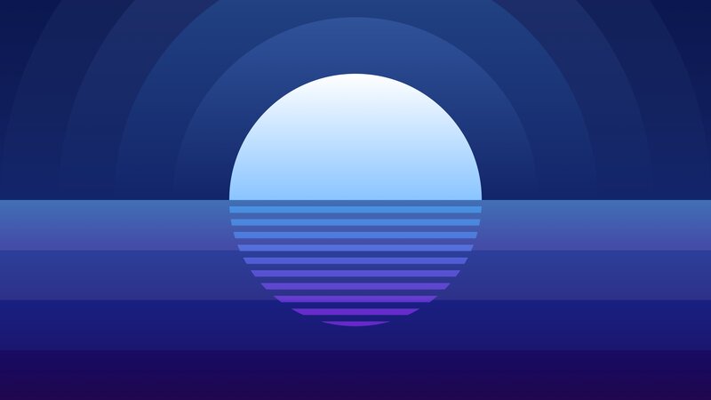 Sunset over Water — Blue, Serene, Minimalist