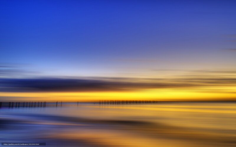 Sunset over Water — Blue, Serene, Photograph, Sky, Pier