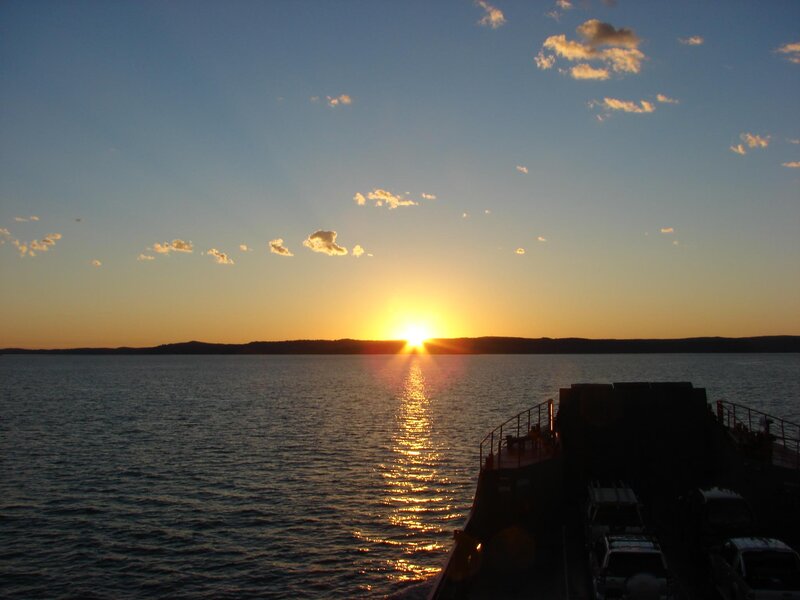 Sunset over Water — Blue, Serene, Photograph, Sun