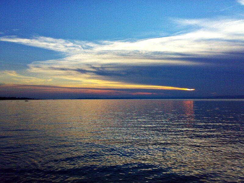 Sunset over Water — Blue, Serene, Photograph