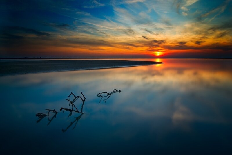 Sunset over Water — Blue, Serene