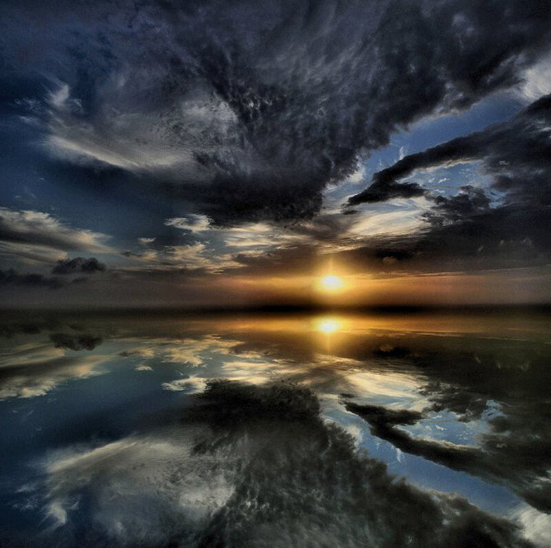 Sunset over Water — Blue