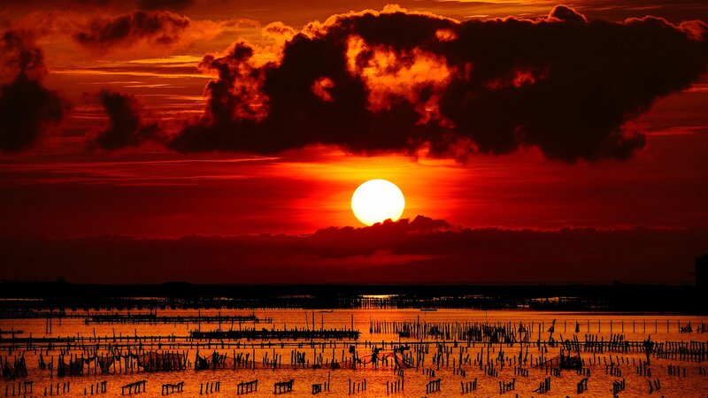 Sunset over Water Farm — Red