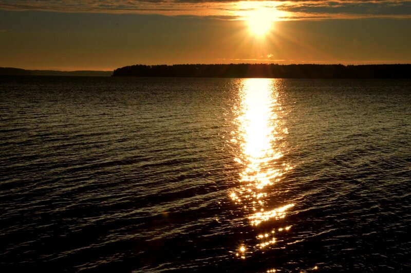 Sunset over Water — Gold, Serene, Photograph