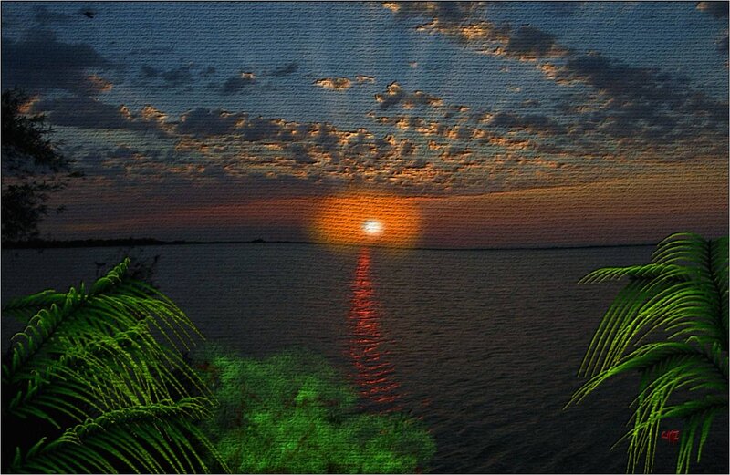 Sunset over Water — Green