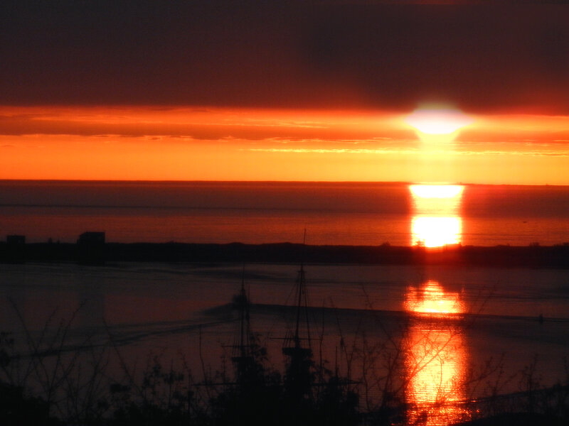 Sunset over Water — Orange, Dramatic, Photograph, Sun, Ocean