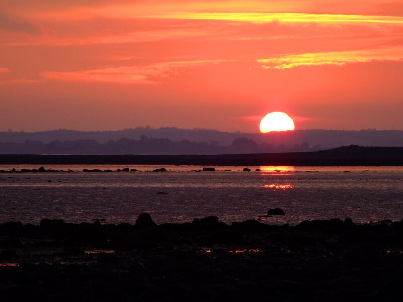 Sunset over Water — Orange, Dramatic, Photograph, Sun, Sky