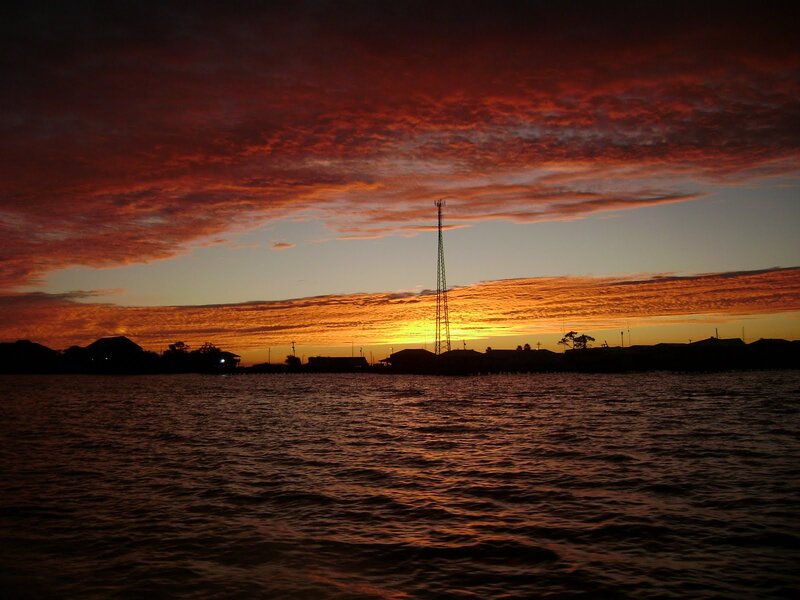Sunset over Water — Orange, Dramatic, Photograph, Tower