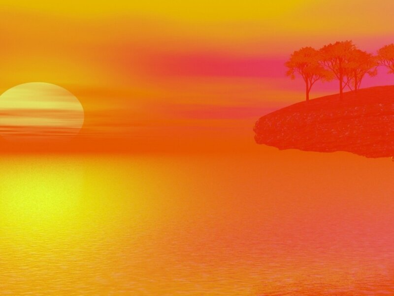 Sunset over Water — Orange, Serene, Digital Art