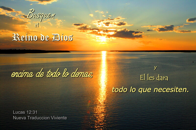 Sunset over Water — Orange, Serene, Photograph, Sun, Clouds, Text
