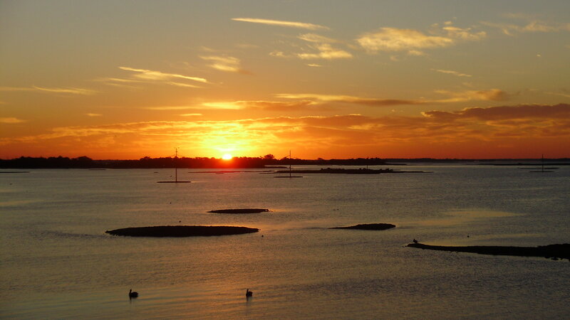 Sunset over Water — Orange, Serene, Photograph