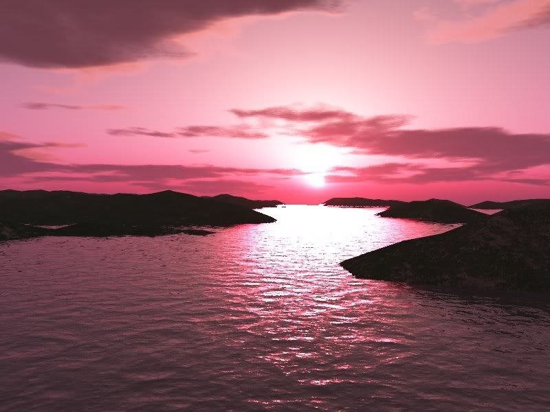 Sunset over Water — Pink, Serene, Digital Art, Sky